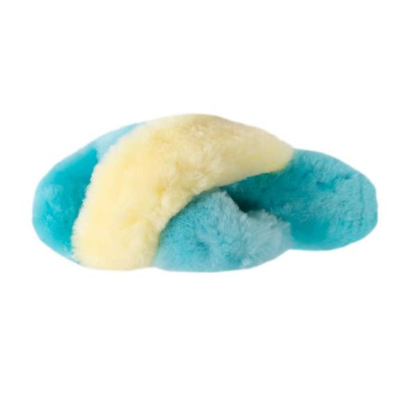 NEW CLOUD NINE ladies duo-tone emma sheepskin slipper in blue/yellow - Picture 5 of 6